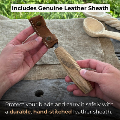 Spoon Carving Hook Knife – Long Curved Blade 7 cm (2.7 inches) - 4