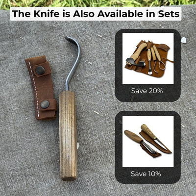 Spoon Carving Hook Knife – Long Curved Blade 7 cm (2.7 inches) - 10