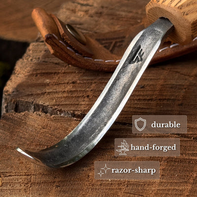 Spoon Carving Hook Knife – Long Curved Blade 7 cm (2.7 inches) - 3