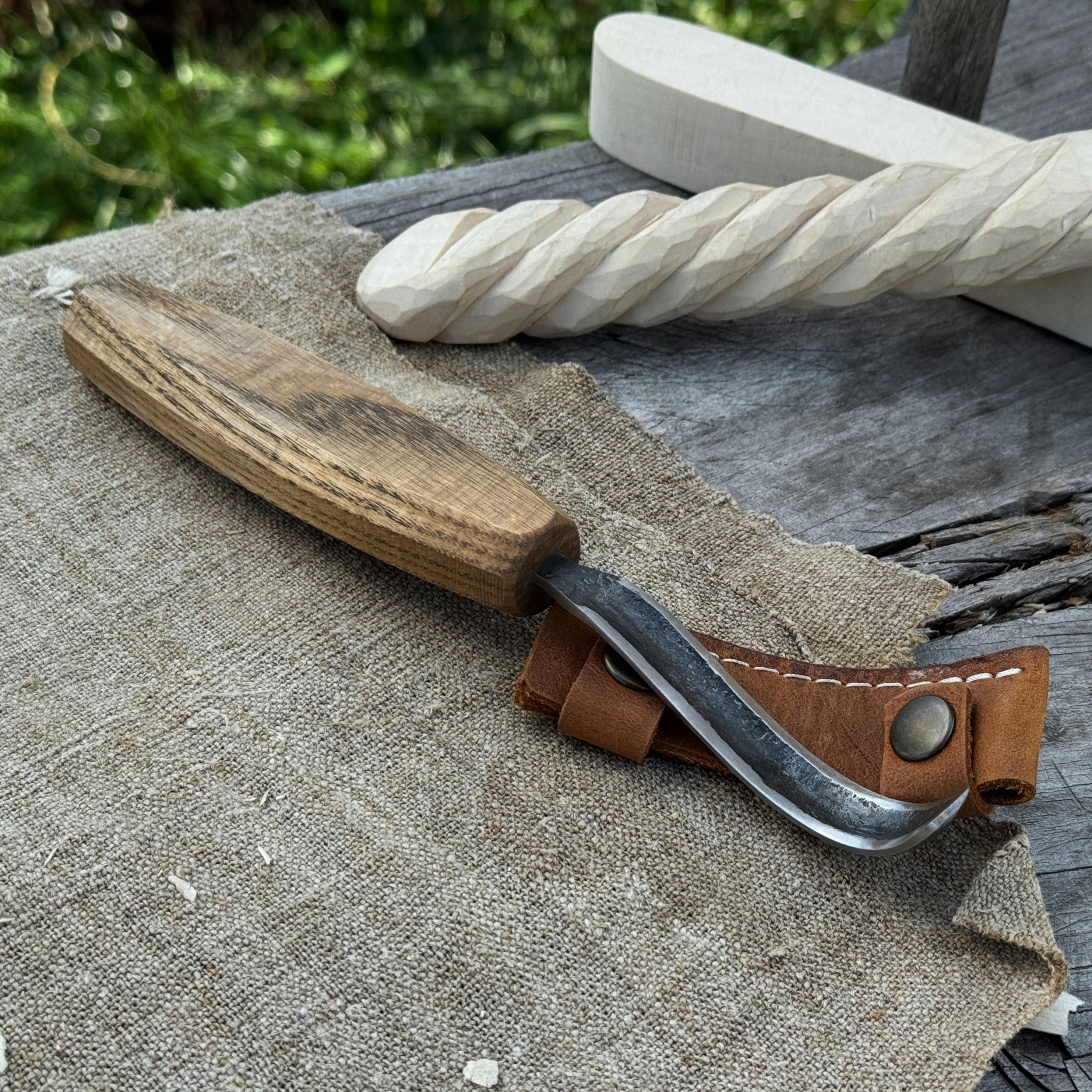 Spoon Carving Hook Knife – Long Curved Blade 7 cm (2.7 inches) - 1