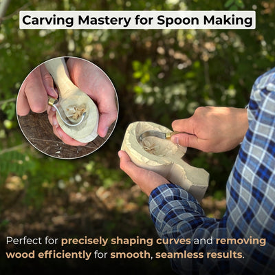 Spoon Carving Hook Knife with Leather Sheath, 3.5 cm (1.38 inches) - 7