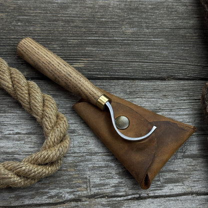 Spoon Carving Hook Knife with Leather Sheath, 3.5 cm (1.38 inches) - 7