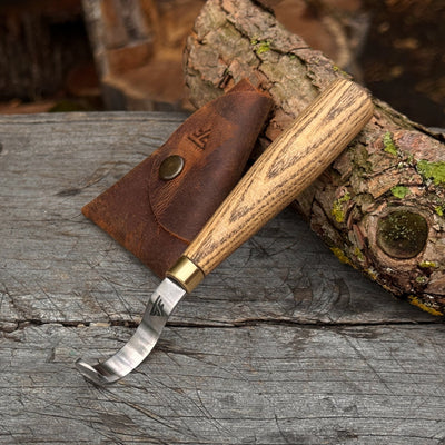 Spoon Carving Hook Knife with Leather Sheath, 3.5 cm (1.38 inches) - 1