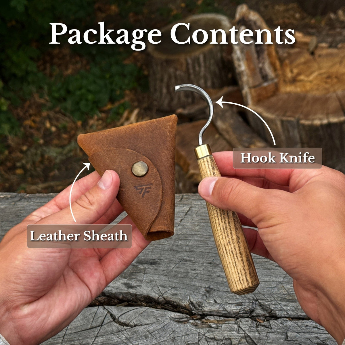 Spoon Carving Hook Knife with Leather Sheath, 3.5 cm (1.38 inches) - 9