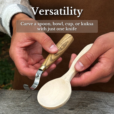 Spoon Carving Hook Knife with Leather Sheath, 3.5 cm (1.38 inches) - 10