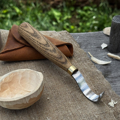 Spoon Carving Hook Knife with Leather Sheath, 3.5 cm (1.38 inches) - 1