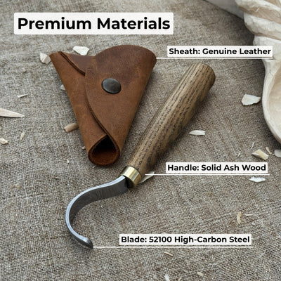 Spoon Carving Hook Knife with Leather Sheath, 3.5 cm (1.38 inches) - 6