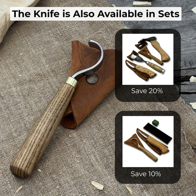 Spoon Carving Hook Knife with Leather Sheath, 3.5 cm (1.38 inches) - 10