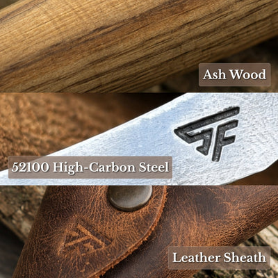 Spoon Carving Hook Knife with Leather Sheath, 4.5 cm (1.77 in) - 7