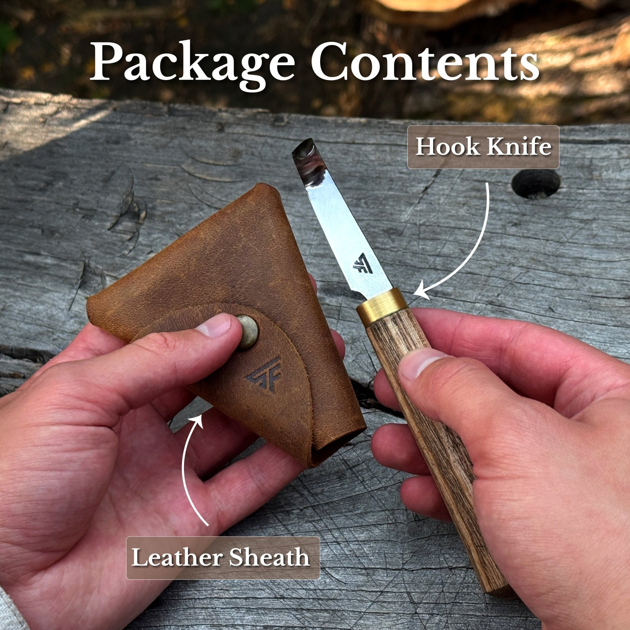 Spoon Carving Hook Knife with Leather Sheath, 4.5 cm (1.77 in) - 9