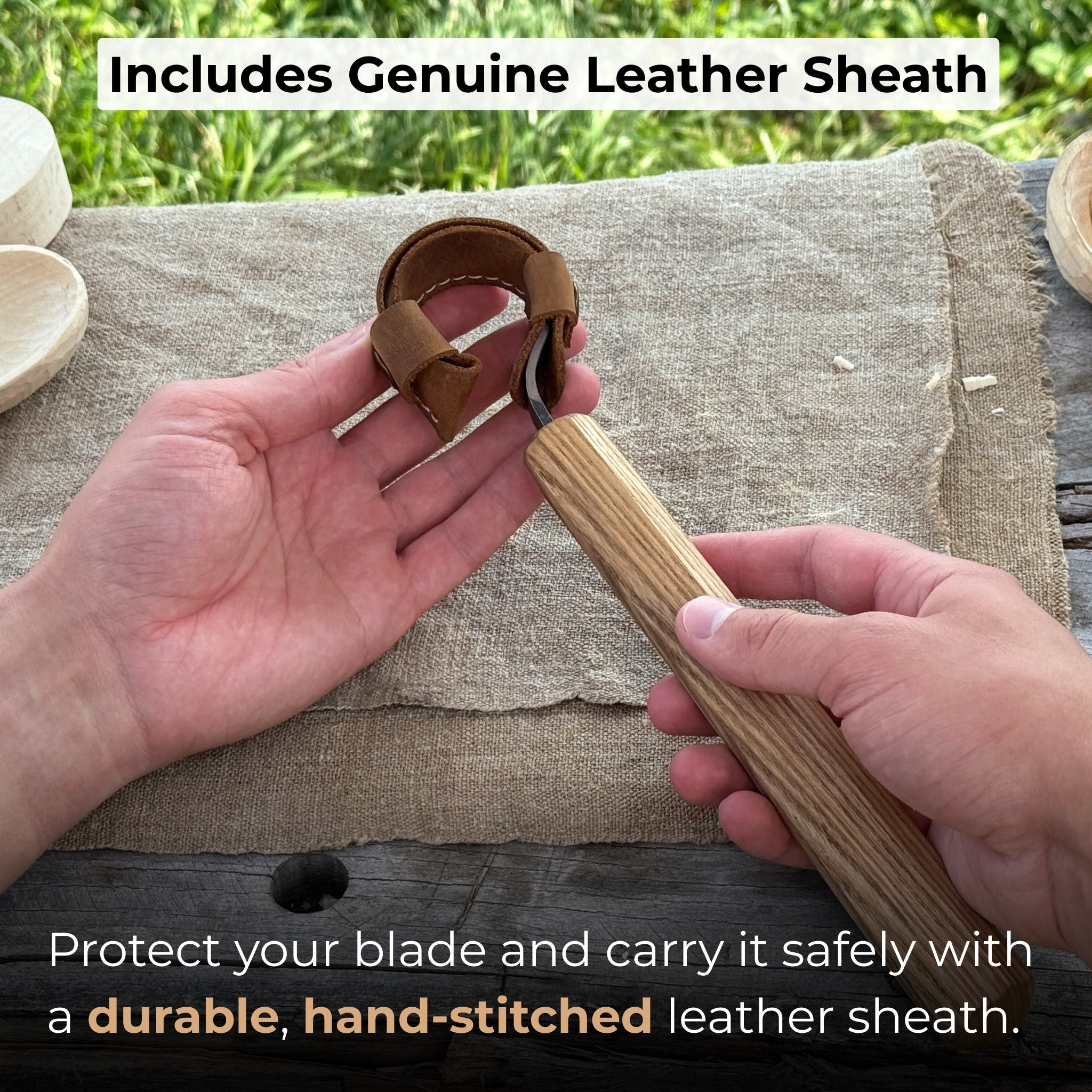 Spoon Carving Hook Knife, with Leather Sheath ⌀ 4.5 cm (1.77 inches) - 4