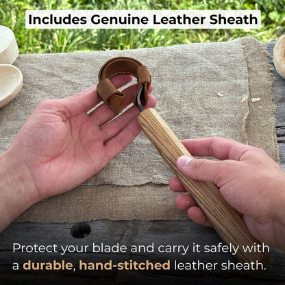 Spoon Carving Hook Knife, with Leather Sheath ⌀ 4.5 cm (1.77 inches) - 4