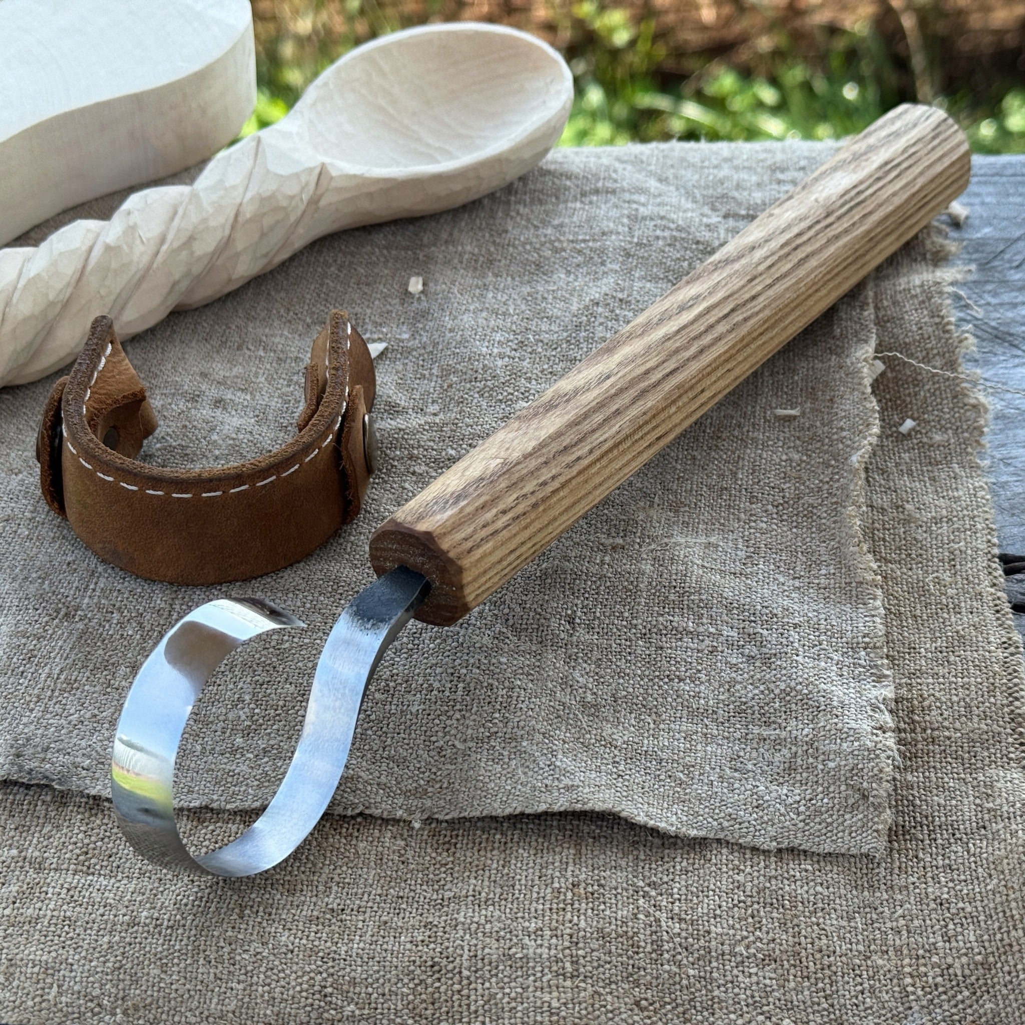 Spoon Carving Hook Knife, with Leather Sheath ⌀ 4.5 cm (1.77 inches) - 1