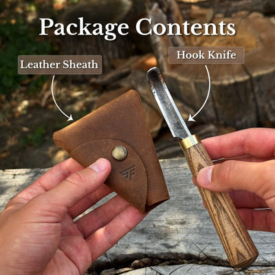 Spoon Carving Hook Knife with Leather Sheath, ⌀5 cm (1.97 in) - 9