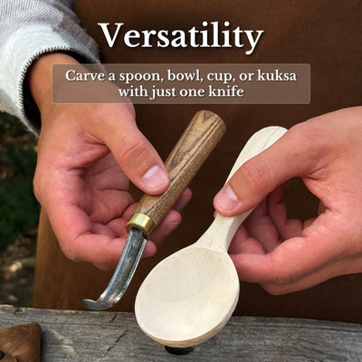 Spoon Carving Hook Knife with Leather Sheath, ⌀5 cm (1.97 in) - 10