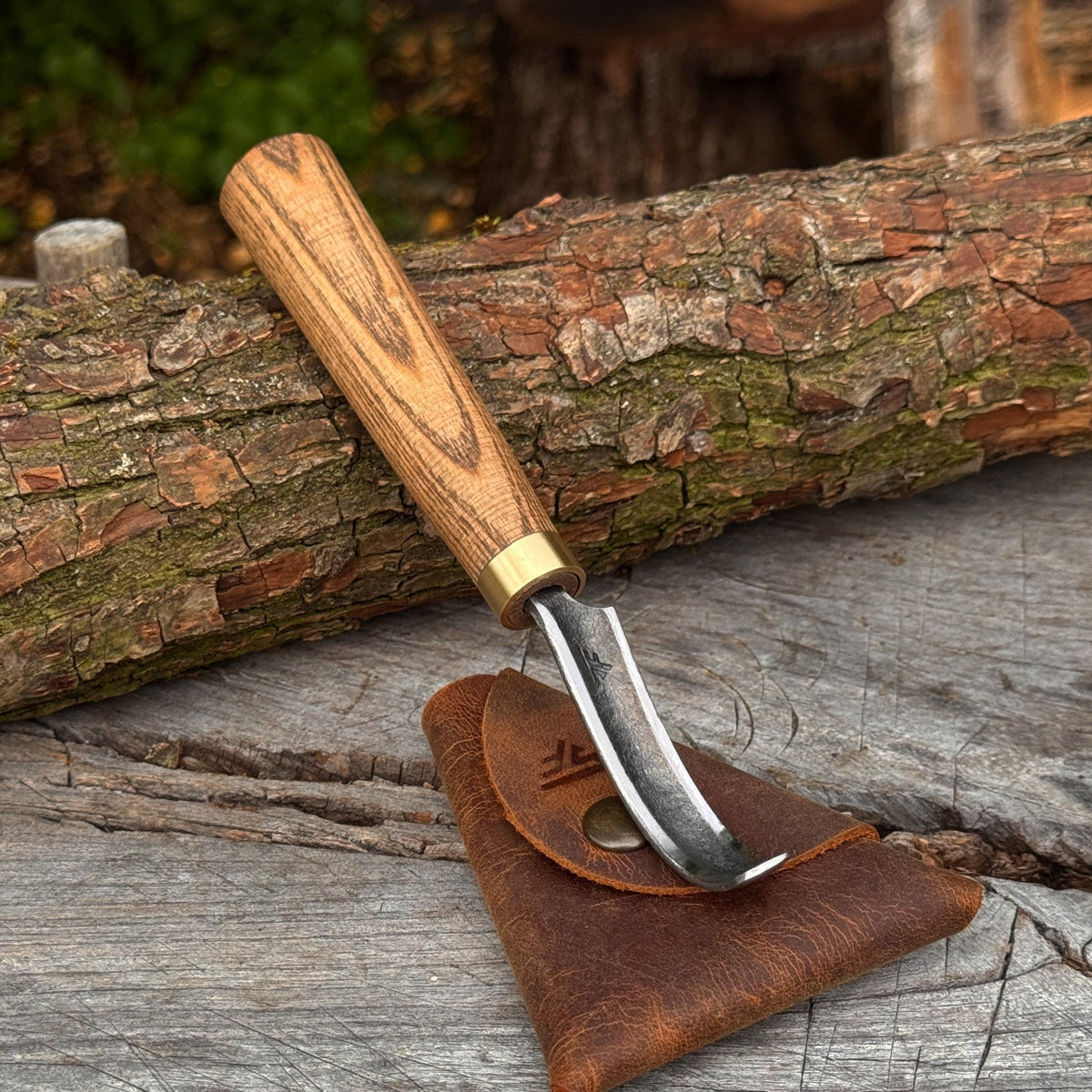 Spoon Carving Hook Knife with Leather Sheath, ⌀5 cm (1.97 in) - 1