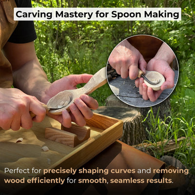 Spoon Carving Hook Knife with Leather Sheath, ⌀5 cm (1.97 inches) - 8