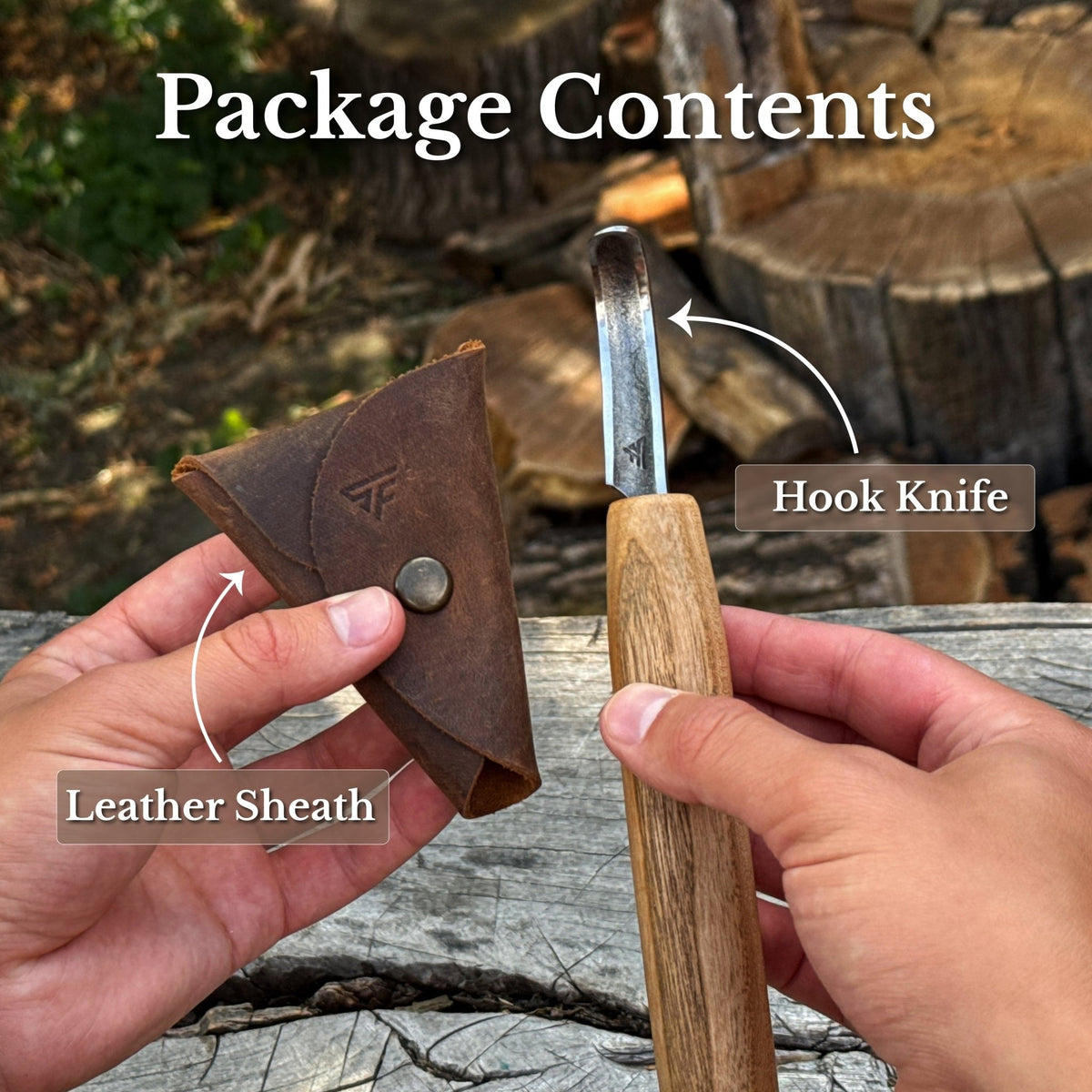 Spoon Carving Hook Knife with Leather Sheath, ⌀5 cm (1.97 inches) - 8
