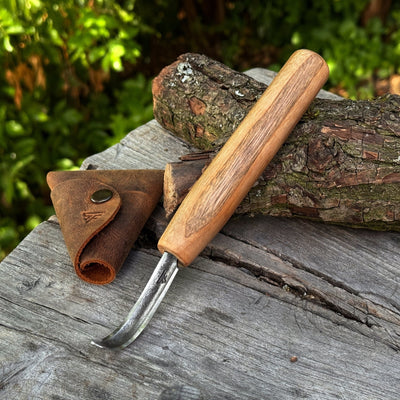 Spoon Carving Hook Knife with Leather Sheath, ⌀5 cm (1.97 inches) - 1