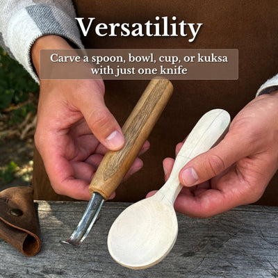 Spoon Carving Hook Knife with Leather Sheath, ⌀5 cm (1.97 inches) - 9