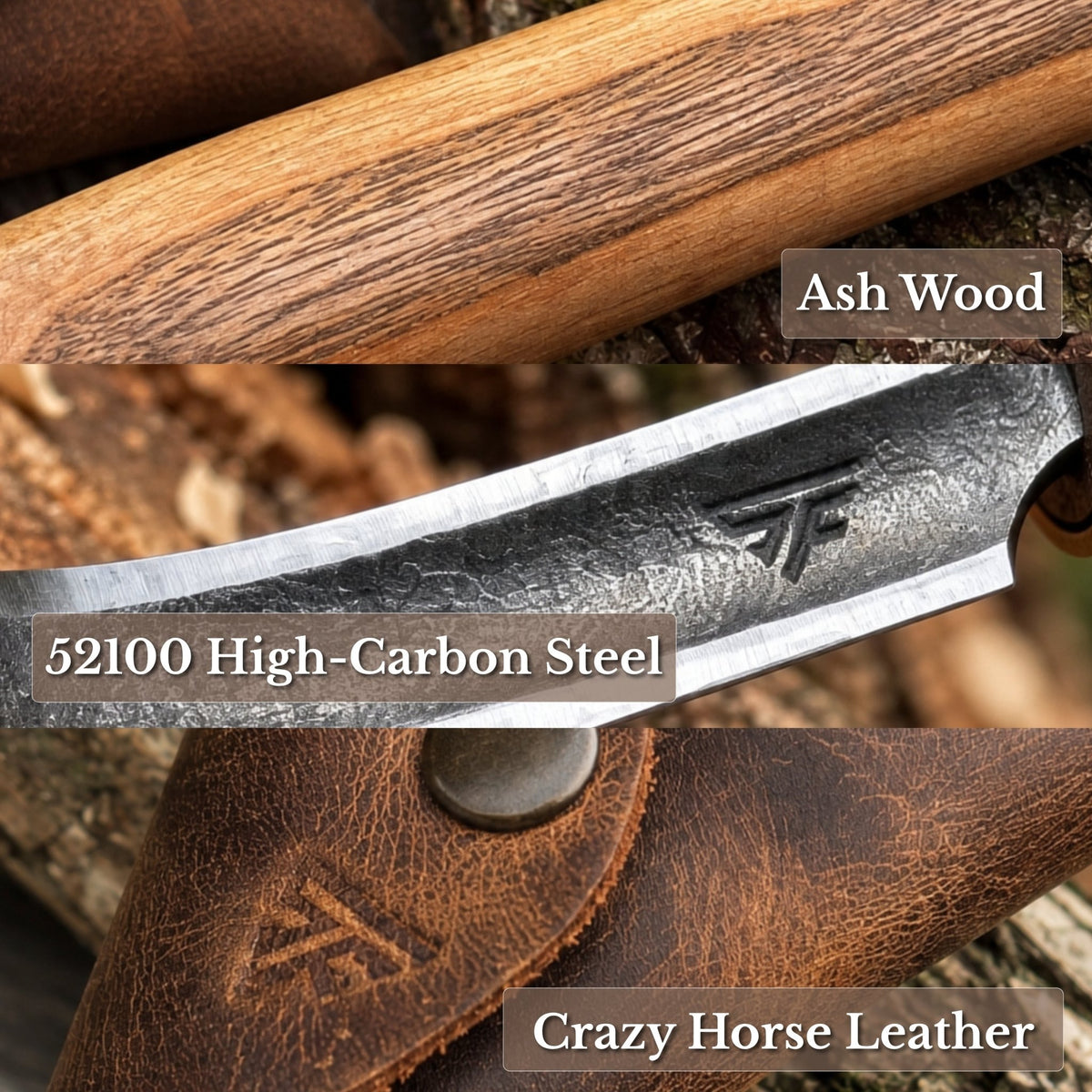 Spoon Carving Hook Knife with Leather Sheath, ⌀5 cm (1.97 inches) - 6