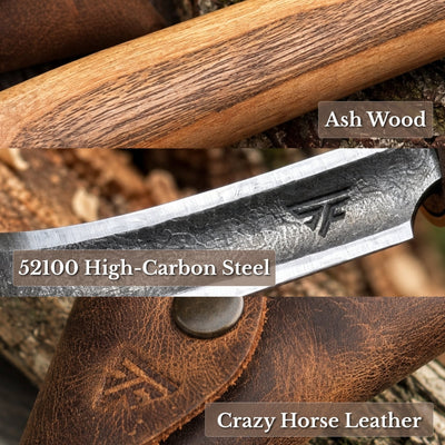Spoon Carving Hook Knife with Leather Sheath, ⌀5 cm (1.97 inches) - 6