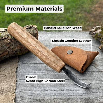 Spoon Carving Hook Knife with Leather Sheath, ⌀5 cm (1.97 inches) - 7