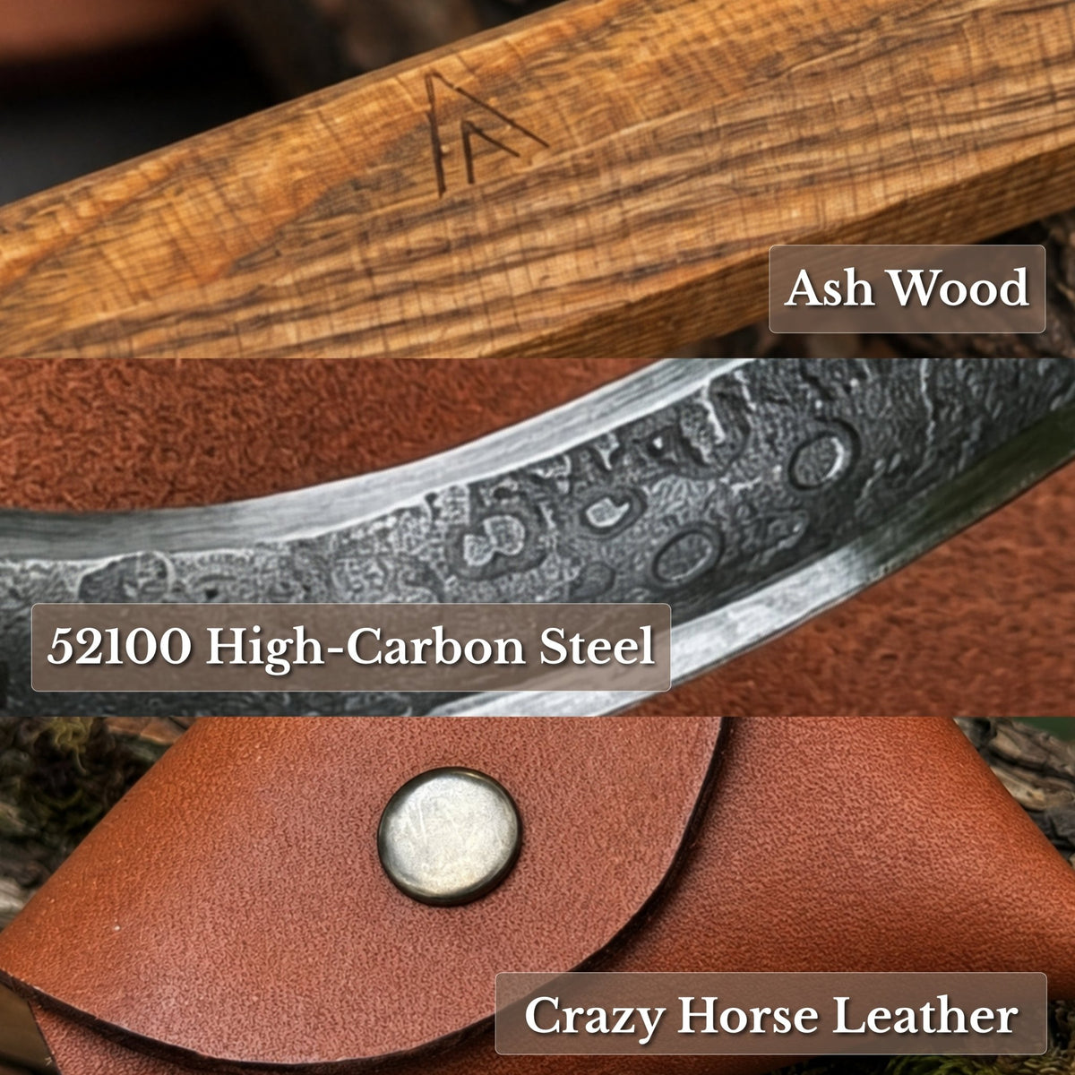 Spoon Carving Hook Knife with Leather Sheath, ⌀ 5.5 cm (2.16 inches) - 7