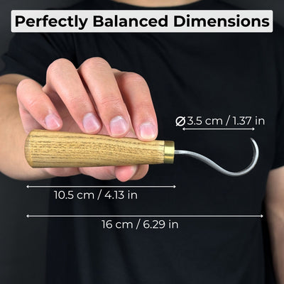 Spoon Carving Hook Knife with Leather Sheath, Blade 3.5 cm (1.38 inches) - 5