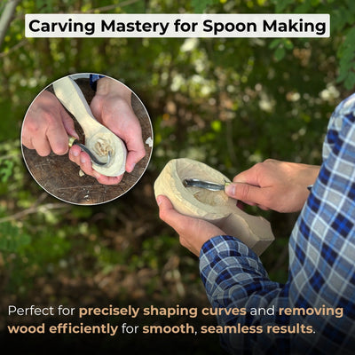 Spoon Carving Hook Knife with Leather Sheath, Blade 3.5 cm (1.38 inches) - 7