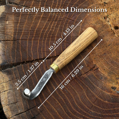 Spoon Carving Hook Knife with Leather Sheath, Blade 3.5 cm (1.38 inches) - 2