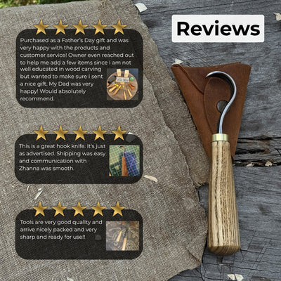 Spoon Carving Hook Knife with Leather Sheath, Blade 3.5 cm (1.38 inches) - 9