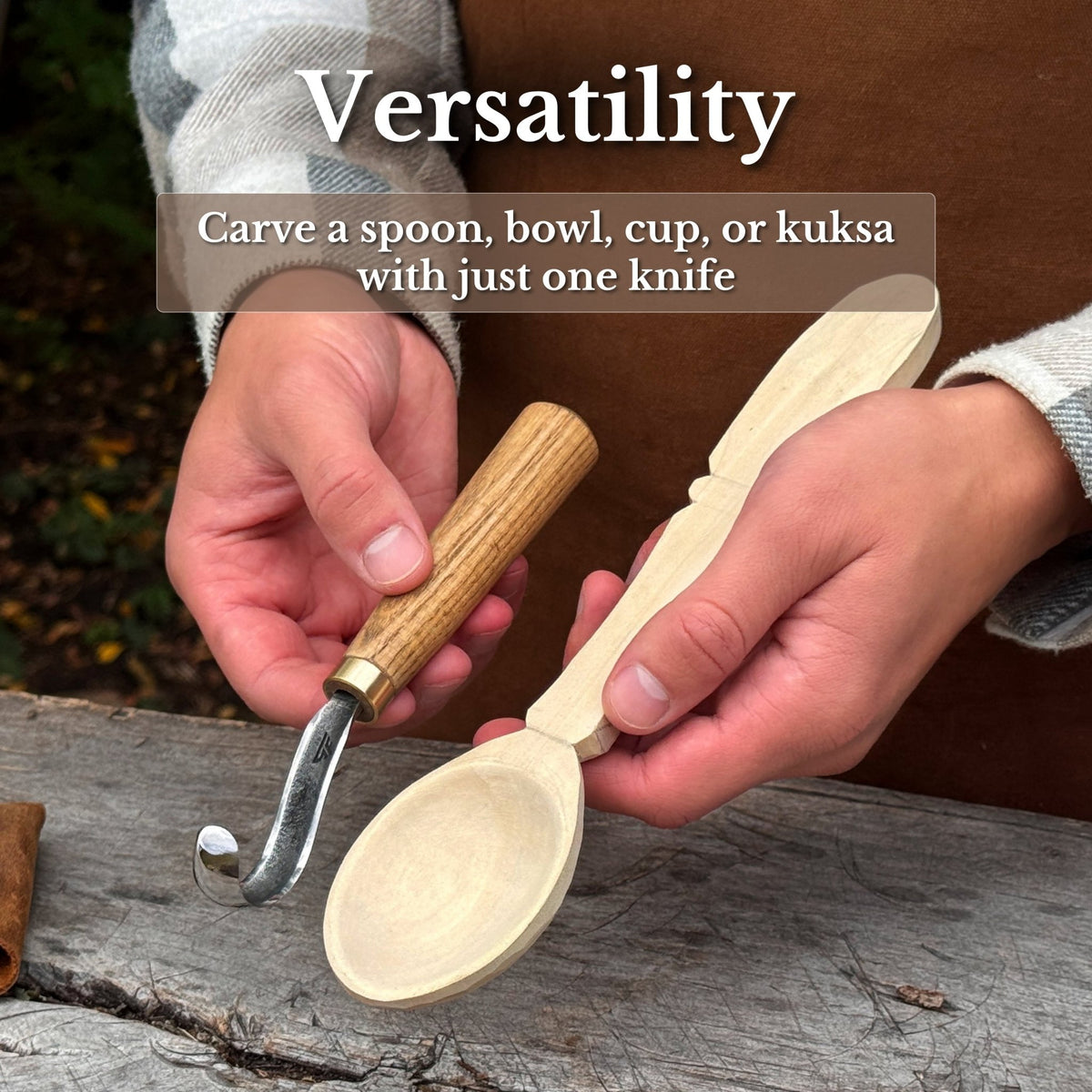 Spoon Carving Hook Knife with Leather Sheath, Blade 3.5 cm (1.38 inches) - 10