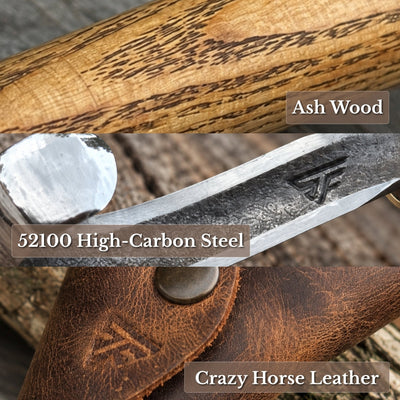 Spoon Carving Hook Knife with Leather Sheath, Blade 3.5 cm (1.38 inches) - 7