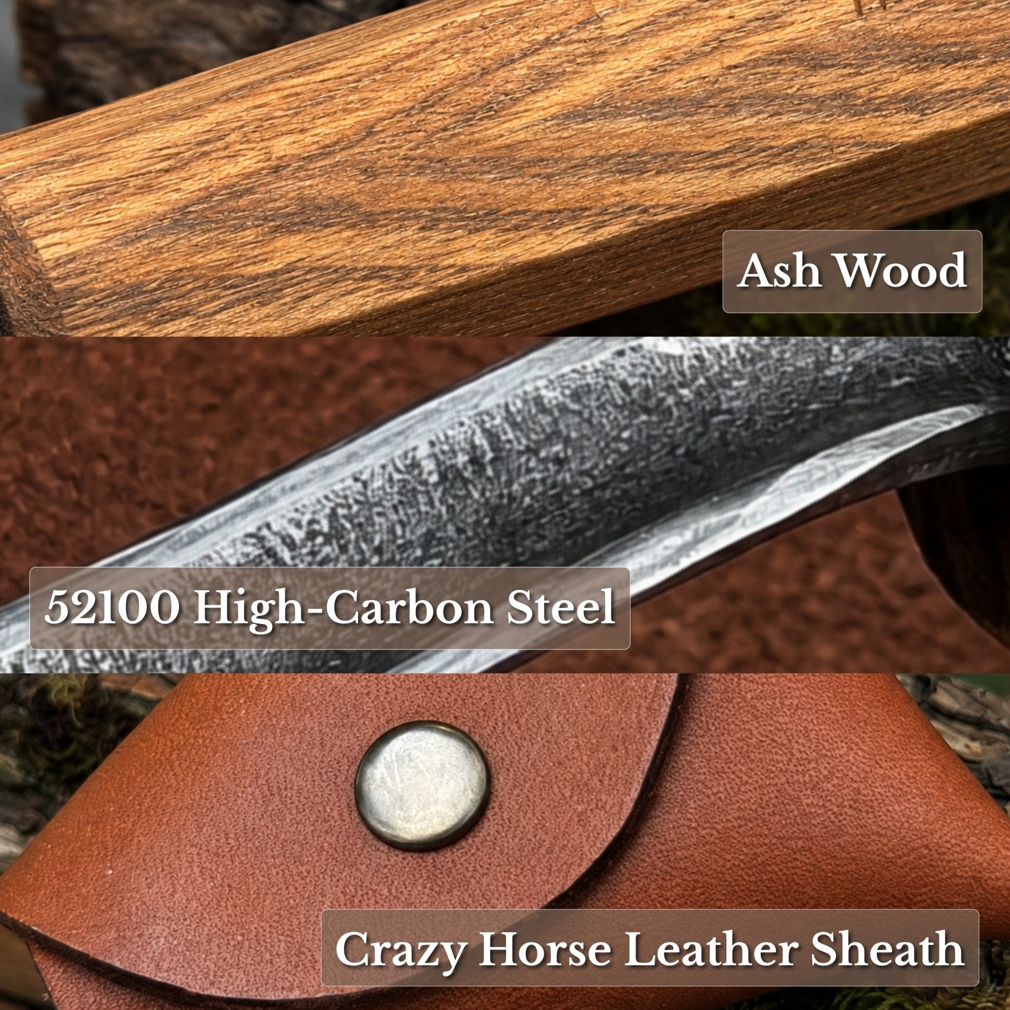 Spoon Carving Hook Knife with Leather Sheath, Blade 6 cm (2.36 in) - 7