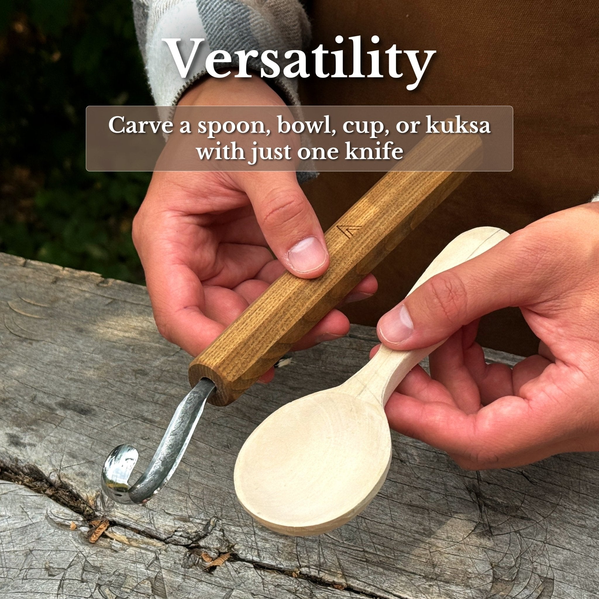 Spoon Carving Hook Knife with Leather Sheath, Blade 6 cm (2.36 in) - 10