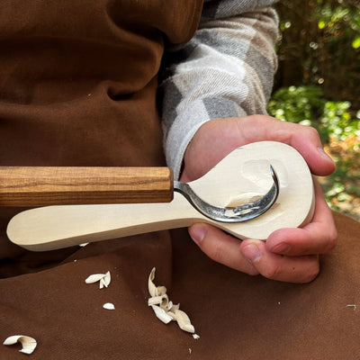 Spoon Carving Hook Knife with Leather Sheath, Blade 6.5 cm (2.56 inches) - 4