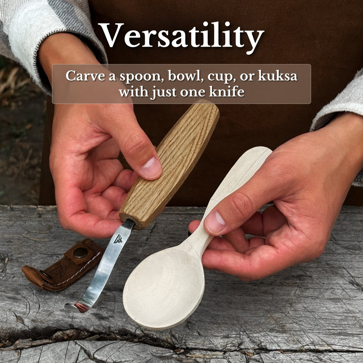 Spoon Carving Hook Knife with Octagonal Handle, 7.5 cm (3 inches), with Leather Sheath - 10