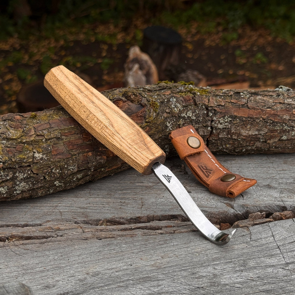 Spoon Carving Hook Knife with Octagonal Handle, 7.5 cm (3 inches), with Leather Sheath - 1