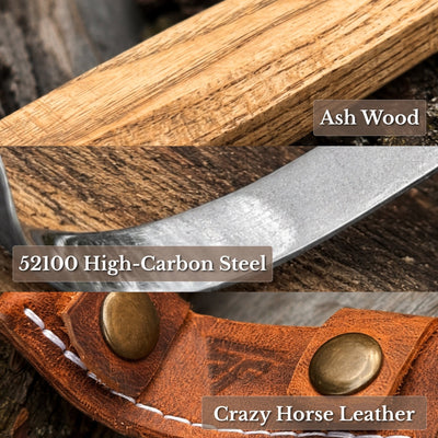 Spoon Carving Hook Knife with Octagonal Handle, 7.5 cm (3 inches), with Leather Sheath - 7