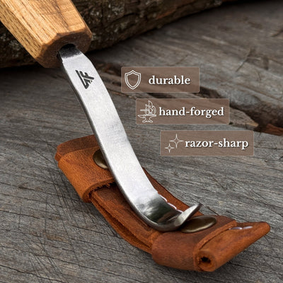 Spoon Carving Hook Knife with Octagonal Handle, 7.5 cm (3 inches), with Leather Sheath - 3