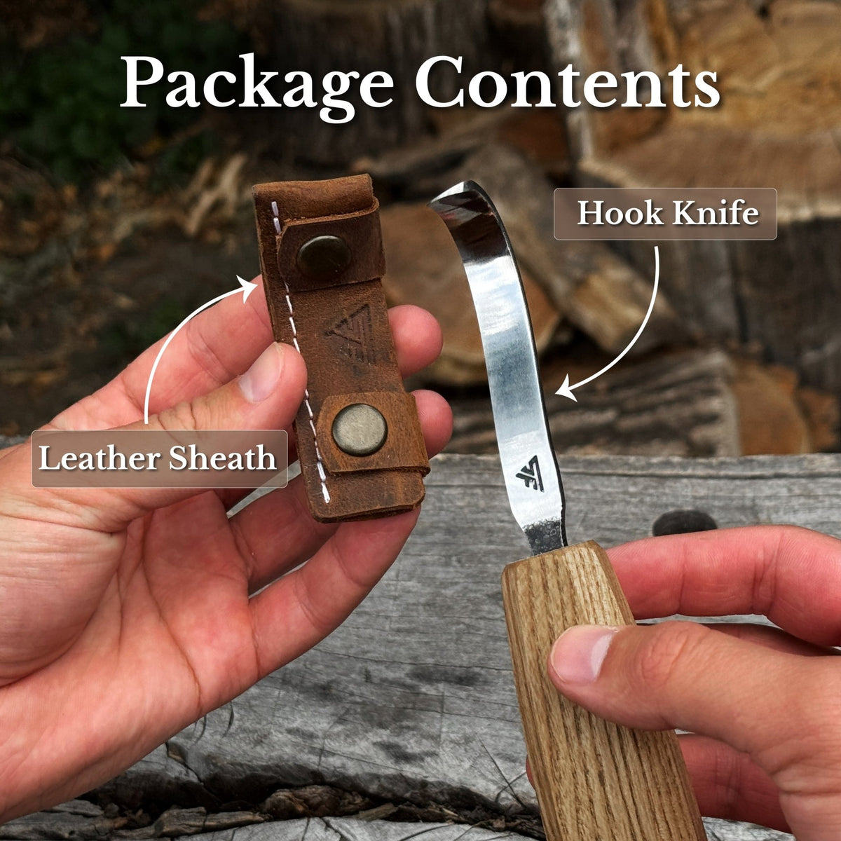 Spoon Carving Hook Knife with Octagonal Handle, 7.5 cm (3 inches), with Leather Sheath - 9