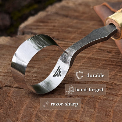 Spoon Carving Scorp (Round) Knife, ⌀3 cm (1.2 inches) with Leather Case - 3