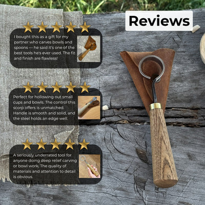 Spoon Carving Scorp (Round) Knife, ⌀3 cm (1.2 inches) with Leather Case - 9