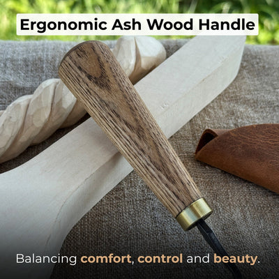 Spoon Carving Scorp (Round) Knife, ⌀3 cm (1.2 inches) with Leather Case - 3