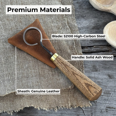 Spoon Carving Scorp (Round) Knife, ⌀3 cm (1.2 inches) with Leather Case - 6