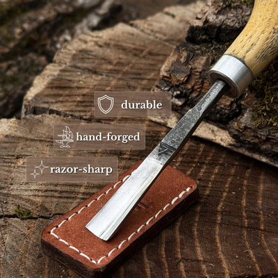 Straight Carving Gouge with Palm Handle, 5-12 mm / 0.20-0.47 in - 2