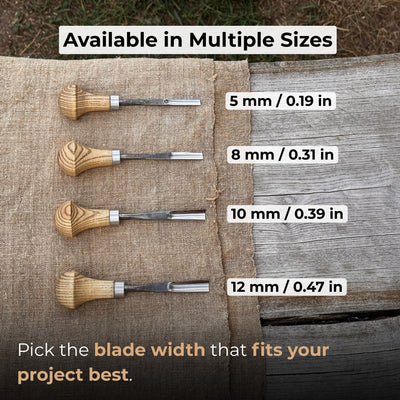 Straight Carving Gouge with Palm Handle, 5 - 12 mm (0.20 - 0.47 inches) - 6