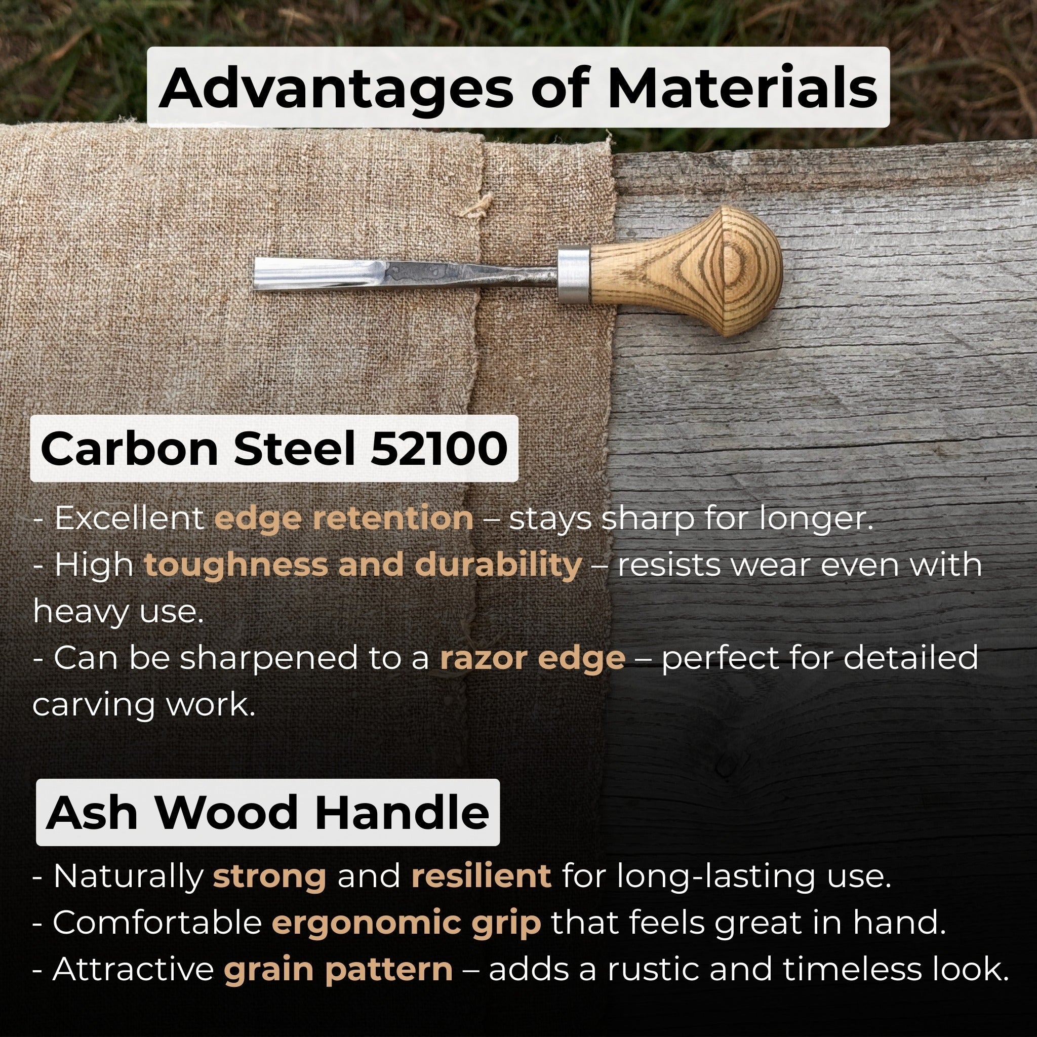 Straight Carving Gouge with Palm Handle, 5 - 12 mm (0.20 - 0.47 inches) - 4