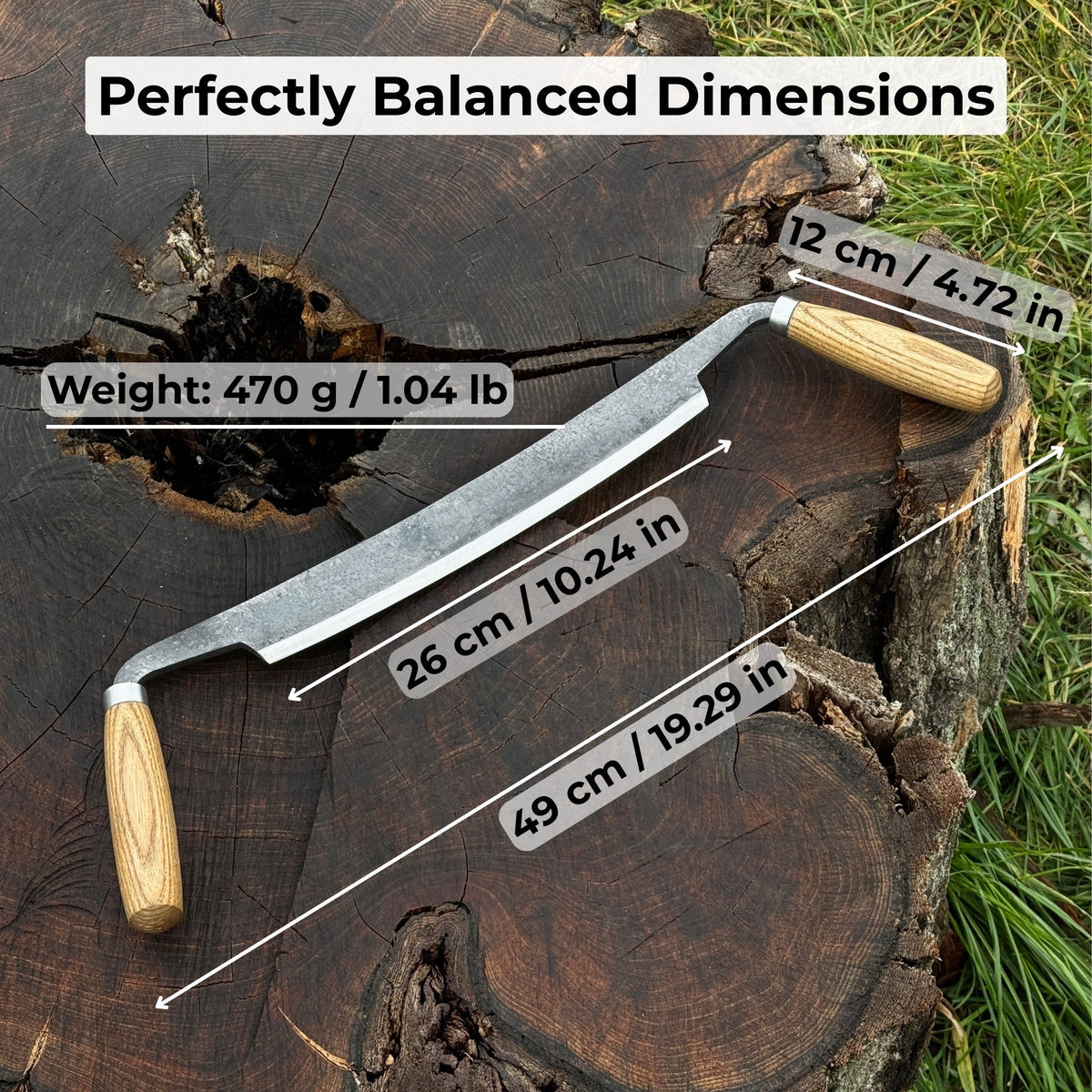 Straight Drawknife, 26 cm (10.2 inches) Cutting Edge - Sharky Forged ...